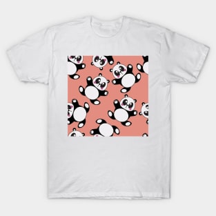 Cute Pandas Vector Art Kids Pattern Seamless T-Shirt